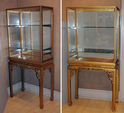 Lot 2283 - Pair of Chinese Style Gold Painted Mirrored...