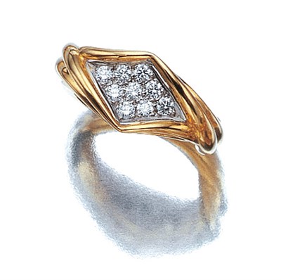 Lot 3478 - Two-Color Gold and Diamond Ring