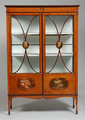 Lot 2436 - Edwardian Style Painted Satinwood Vitrine The...
