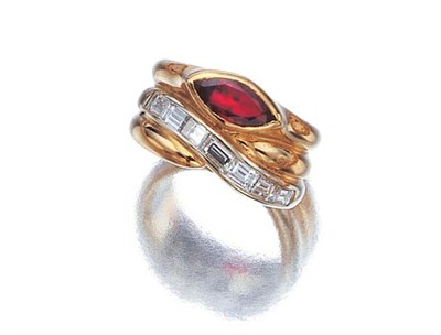 Lot 3431 - Gold, Ruby and Diamond Band Ring