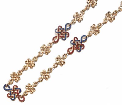 Lot 3513 - Gold and Enamel Chain Necklace