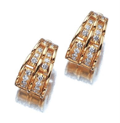 Lot 3480 - Pair of Gold and Diamond Earclips