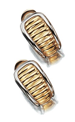 Lot 3460 - Pair of Gold and Platinum Earclips