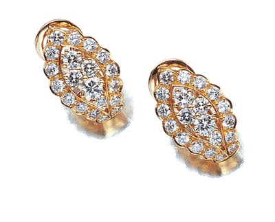 Lot 3482 - Pair of Gold and Diamond Earclips