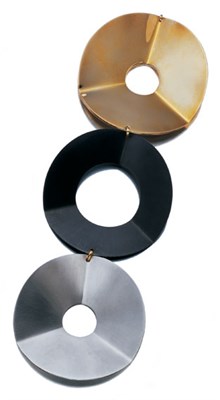 Lot 3555 - Gold, Steel and Anodized Steel Pendant