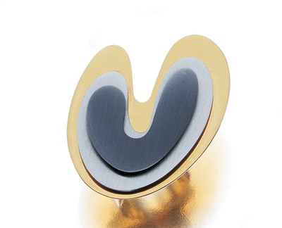 Lot 3552 - Gold, Steel and Anodized Steel Ring