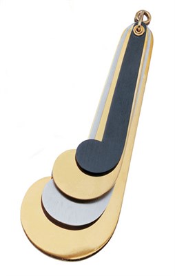 Lot 3556 - Gold, Steel and Anodized Steel Pendant