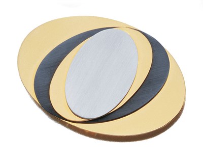 Lot 3554 - Gold, Steel and Anodized Steel Pendant Clip-Brooch