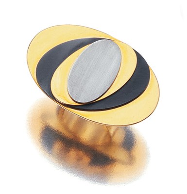 Lot 3542 - Gold, Steel and Anodized Steel Ring