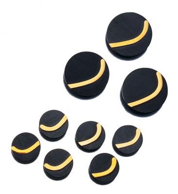 Lot 3540 - Set of Gold and Anodized Steel Buttons