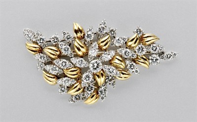 Lot 3272 - Two-Color Gold and Diamond Brooch