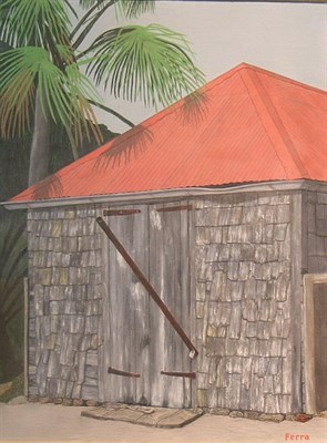 Lot 50 - Ferra 20th Century VILLAGE HUT Signed Ferra...