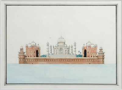 Lot 1076 - Indian Architectural Painting 19th Century Ink...