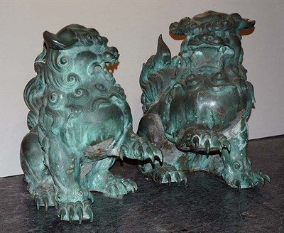 Lot 1368 - Pair of Chinese Bronze Foo Lions 20th Century...