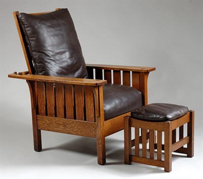 Lot 2285 - Stickley Flat Arm Oak Reclining Chair With...