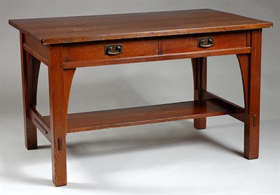 Lot 2284 - Stickley Oak Library Table The rectangular top...