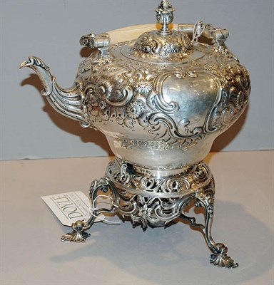 Lot 2301 - Victorian Silver Hot Water Kettle on Stand...