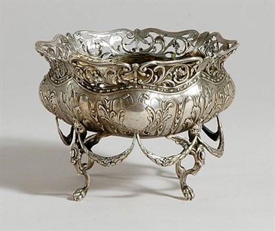 Lot 2262 - Continental Silver Reticulated Footed Bowl In...