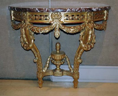 Lot 2143 - Louis XVI Style Gilt-Wood Console The D-shaped...