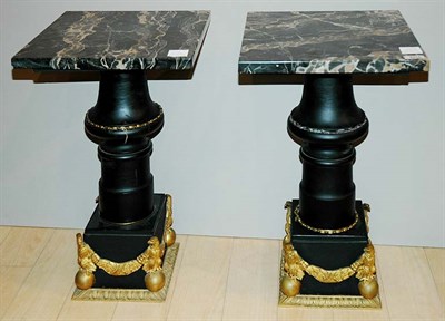 Lot 2311 - Pair of Empire Style Gilt-Bronze Mounted Black...