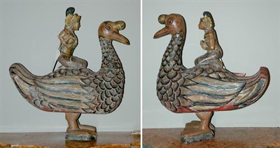 Lot 463 - Pair of Indonesian Carved and Painted Hardwood...