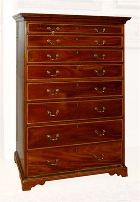 Lot 1464 - George III Inlaid Mahogany Tall Chest of...