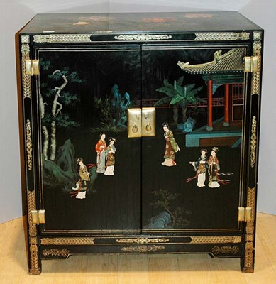 Lot 2489 - Chinese Black Lacquered Side Cabinet The...