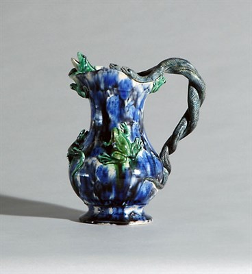 Lot 2464 - French Majolica Palissy Style Ewer J. Maurice...