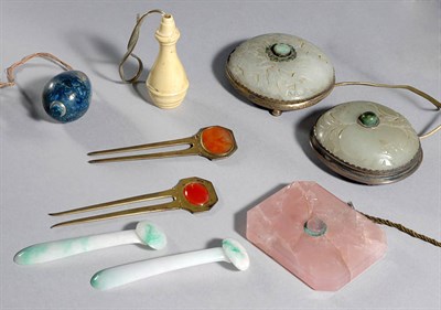 Lot 1377 - Group of Five Chinese Hardstone and Ivory...