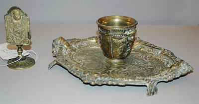 Lot 552 - Victorian Brass Two-Piece Smoking Set...