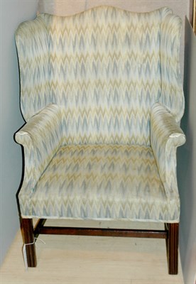 Lot 385 - Georgian Style Upholstered Mahogany Wing Chair