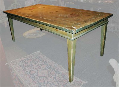 Lot 211 - Provincial Style Green Painted Farm Table...