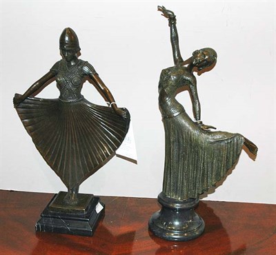 Lot 569 - Two Art Deco Style Patinated Bronze Figures of...