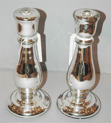 Lot 511 - Pair of Mercury Glass Candlesticks Height 12...