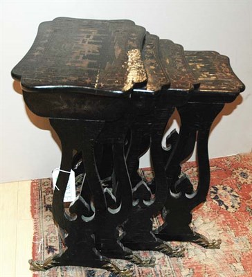 Lot 4457 - Chinese Export Gilt Decorated Black Lacquered...