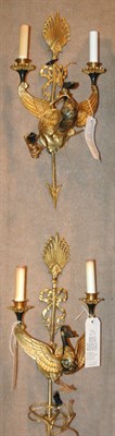 Lot 620 - Pair of Bird-Form Gilt and Patinated-Metal...