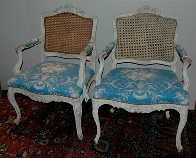 Lot 2330 - Pair of Louis XV Painted Fauteuils 18th...