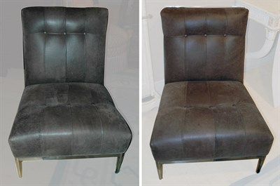 Lot 266 - Pair of Simulated Leather Upholstered Armless...
