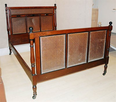 Lot 286 - Mission Style Oak and Caned Bed Height 55...