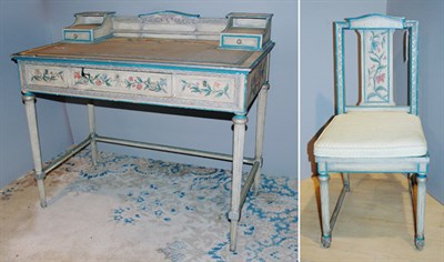 Lot 347 - Louis XVI Style Painted Lady's Desk and Chair...