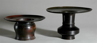 Lot 4368 - Two Japanese Bronze Flat Top Vases
