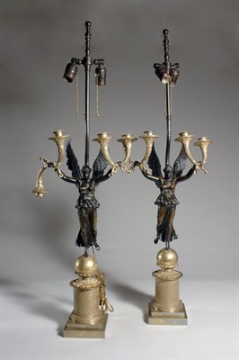 Lot 2580 - Pair of Empire Gilt and Patinated-Bronze...