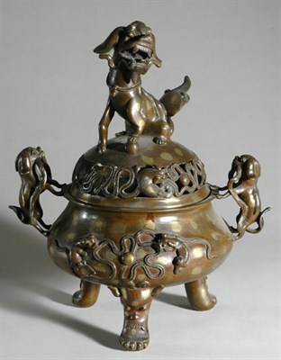 Lot 4145 - Chinese Gold Splash Bronze Fu Dog Incense...