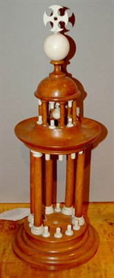 Lot 535 - Turned Wood Temple Centerpiece Height 19 1/2...