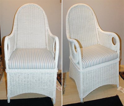 Lot 362 - Pair of White Wicker Armchairs