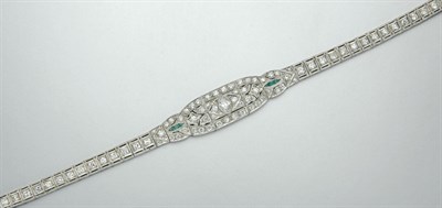 Lot 3034 - Diamond and Emerald Bracelet