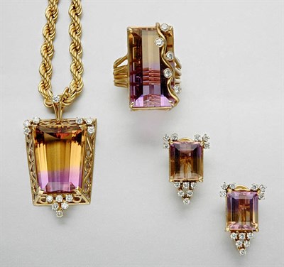 Lot 797 - Group of Gold, Bicolor Tourmaline and Diamond Jewelry
