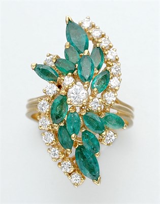 Lot 845 - Emerald and Diamond Cluster Ring