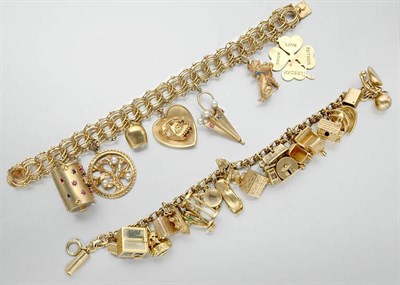 Lot 794 - Two Gold Charm Bracelets