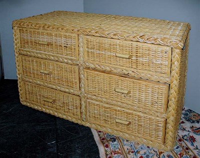 Lot 182 - Wicker Six-Drawer Chest Height 30 inches,...